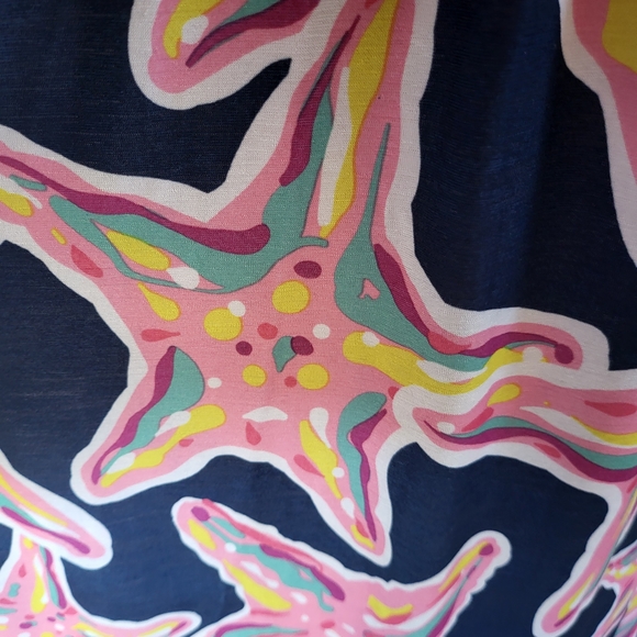Simply Southern Pink and Blue Savanna Starfish Tassel Dress XL - Picture 3 of 6
